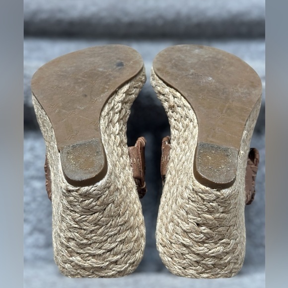 Jack Rodgers Shelby Rope Wedge Leather Sandal Heels in Tan Women’s 6.5 - Picture 8 of 8
